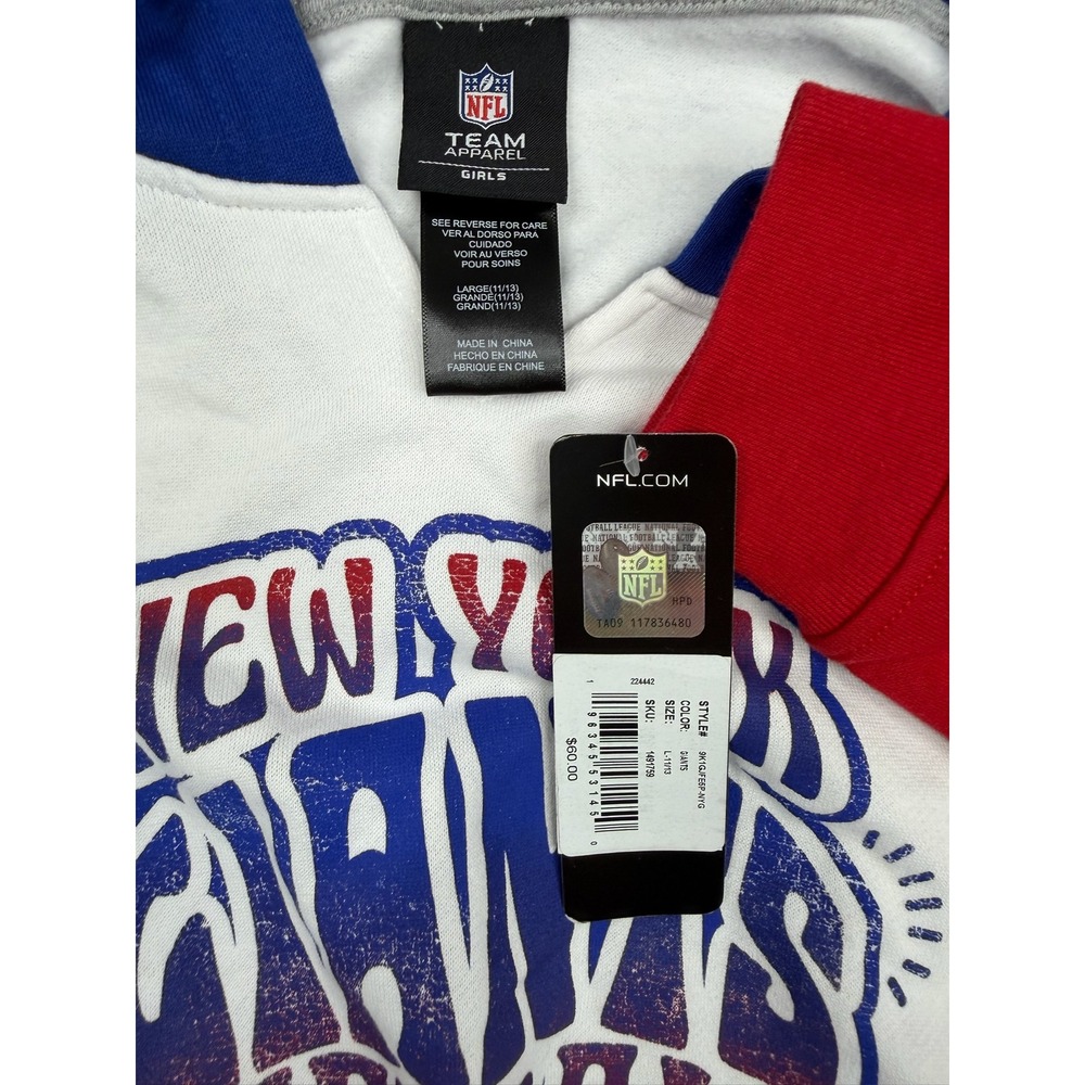 NFL New York Giants Girls Colorblock Cropped Hoodie White Blue Red L 11/13
